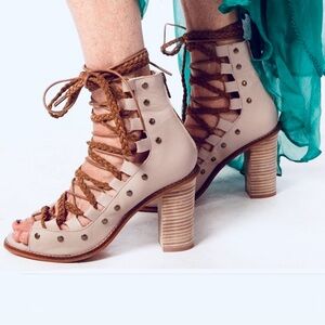 Free People Collection Pember studded leather lace-up heels